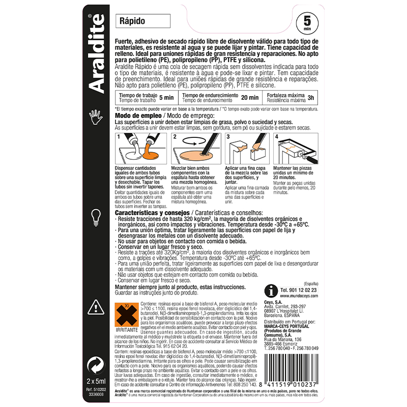 CEYS - Araldit Rápido Pequeno 2X5Ml