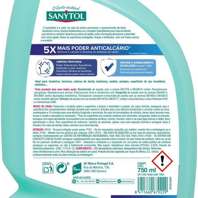SANYTOL - Sanytol Desinfetante Casa de Banho 750Ml