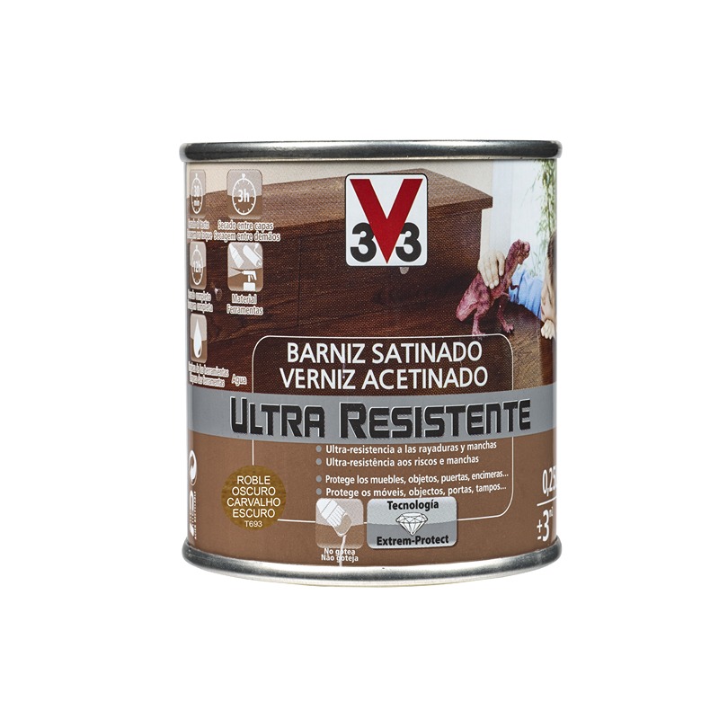 V33 - Verniz Interior Acetinado Carvalho Escuro 0.25L