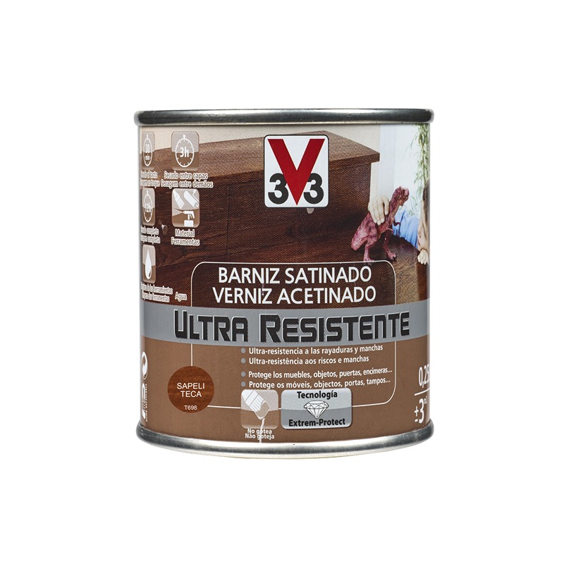 V33 - Verniz Interior Acetinado Teca 0.25L