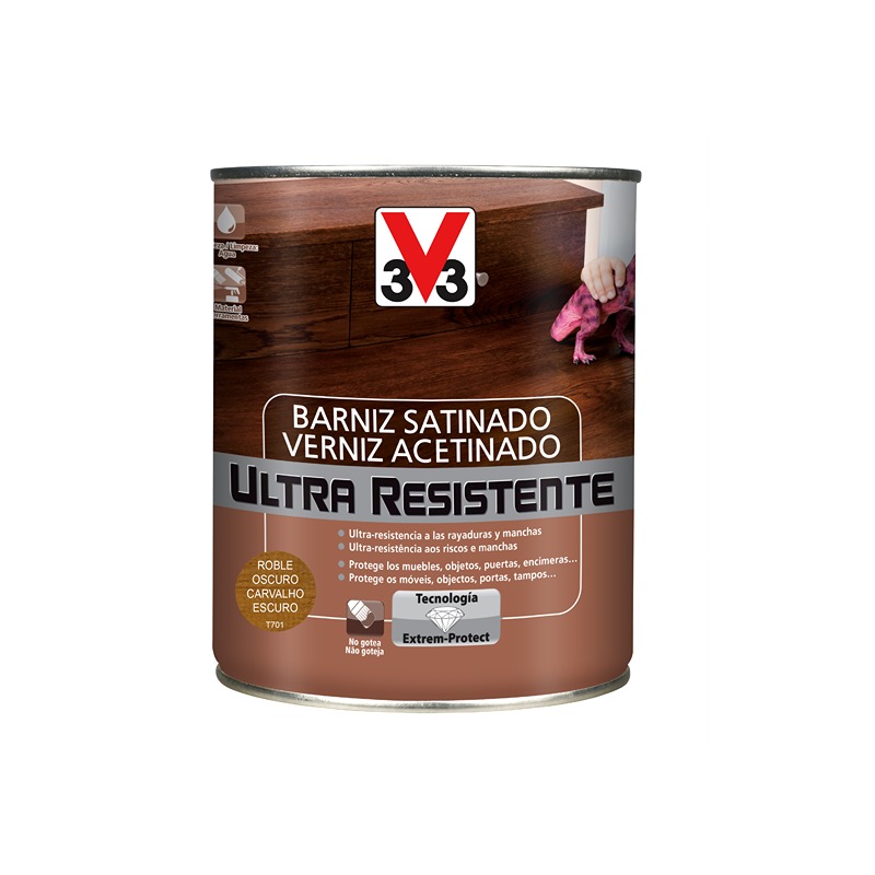 V33 - Verniz Interior Acetinado Carvalho Escuro 0.75L
