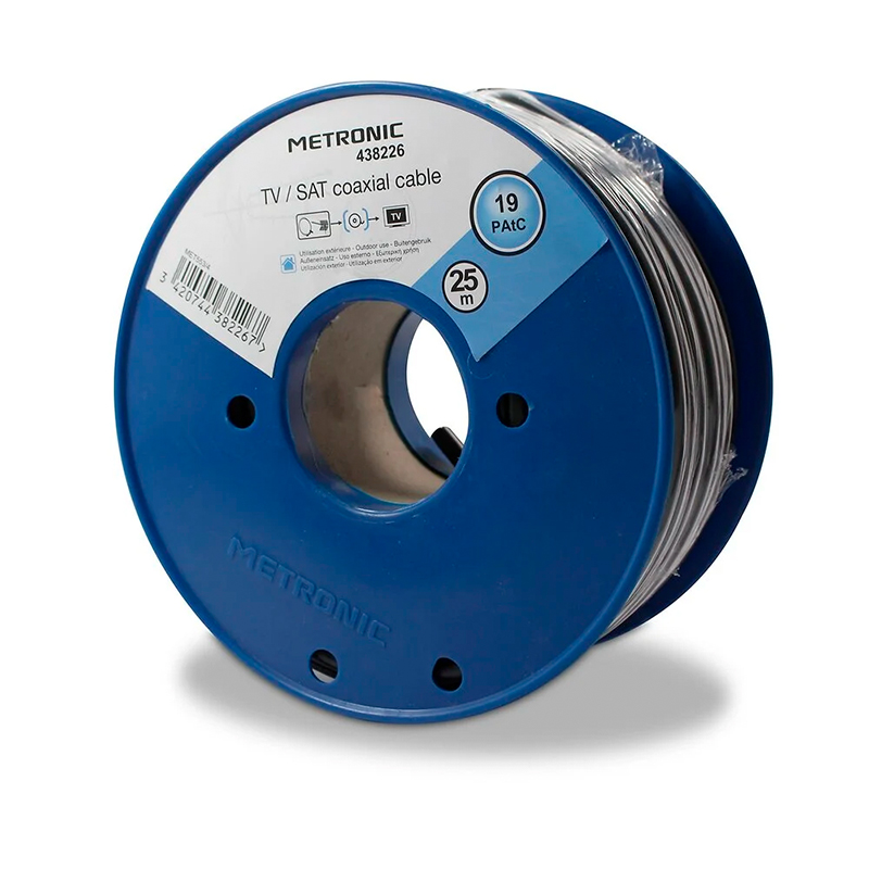 METRONIC - Cabo Coaxial Tv 25M 17Vat Preto 25M