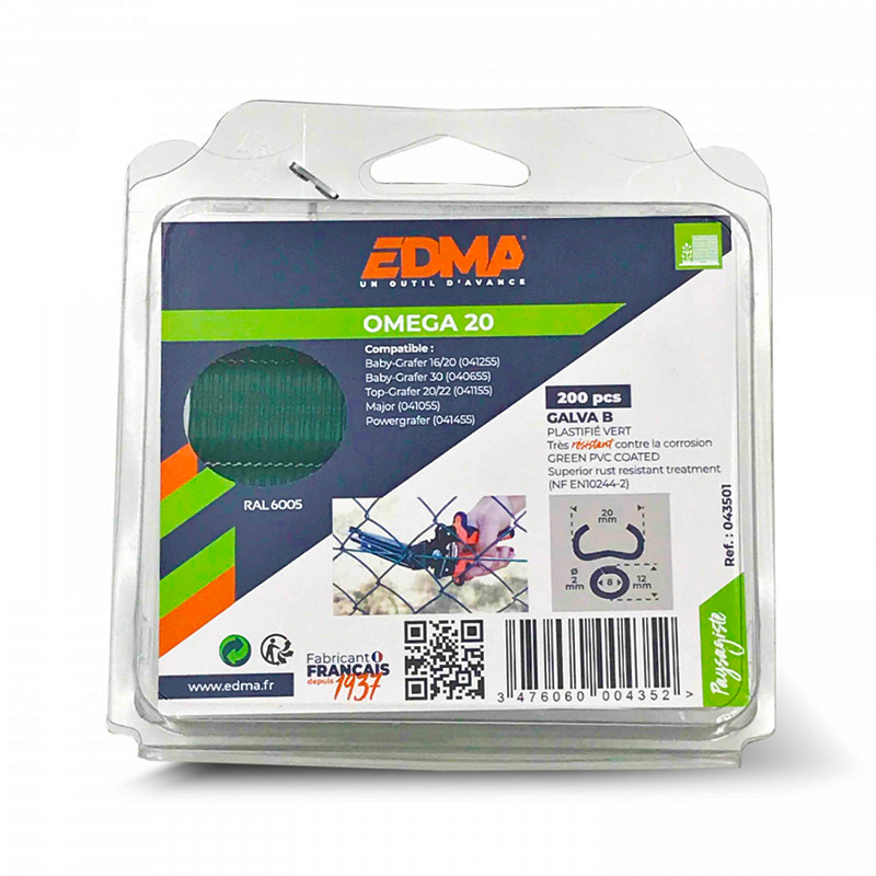 EDMA - Conjunto Agrafos Galvanizados Verdes 20 200Un