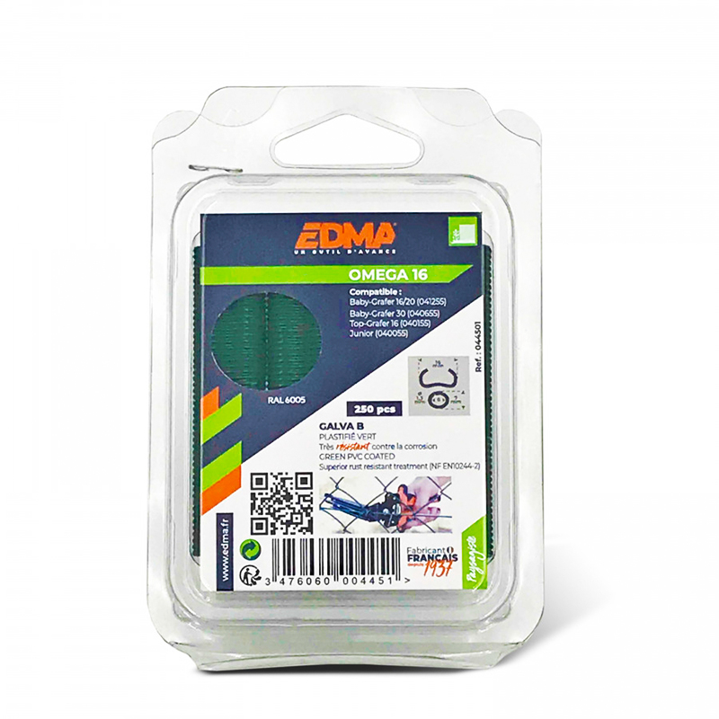 EDMA - Conjunto Agrafos Galvanizados Verdes 16 250Un