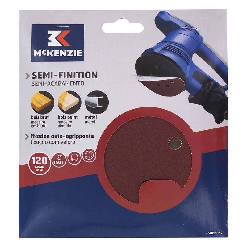 MCKENZIE - 5 Discos Abrasivo Velcro PerfuradoD150G120