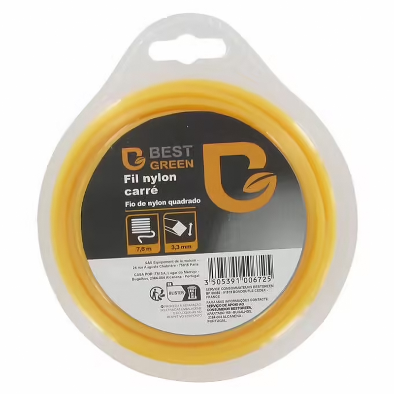 BESTGREEN - Fio Nylon Quadrado 3.3MM 7.6M