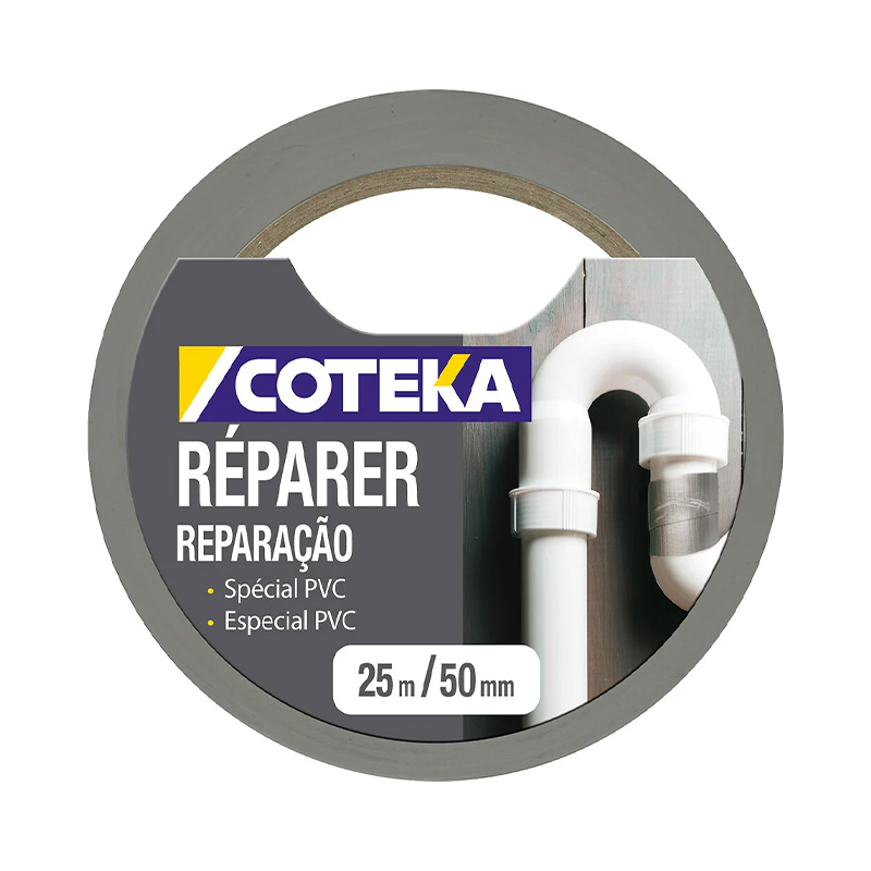 COTEKA - Fita Adesiva Reparação PVC Cinza 50Mm 25M