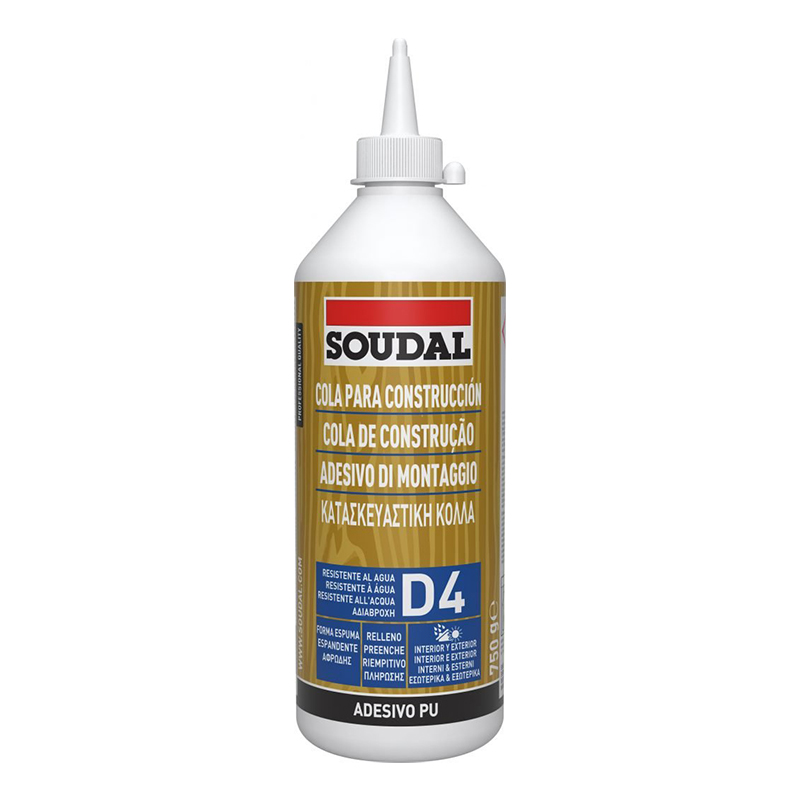 SOUDAL - Cola Poliuretano D4 Resistente à Água 750Gr