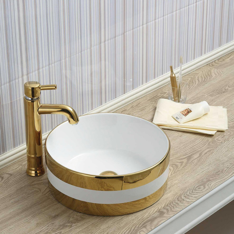 SLINE - Lavatório Pia Eric Branco Ouro 405X150MM