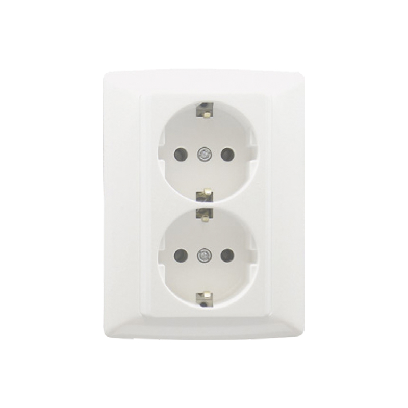 EFAPEL - Tomada Dupla Schuko Monobloco Obturador Branca Sirius