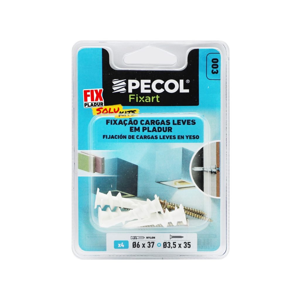 PECOL - Kit Bucha Nylon para Gesso 6X37+ Parafuso 3,5x35