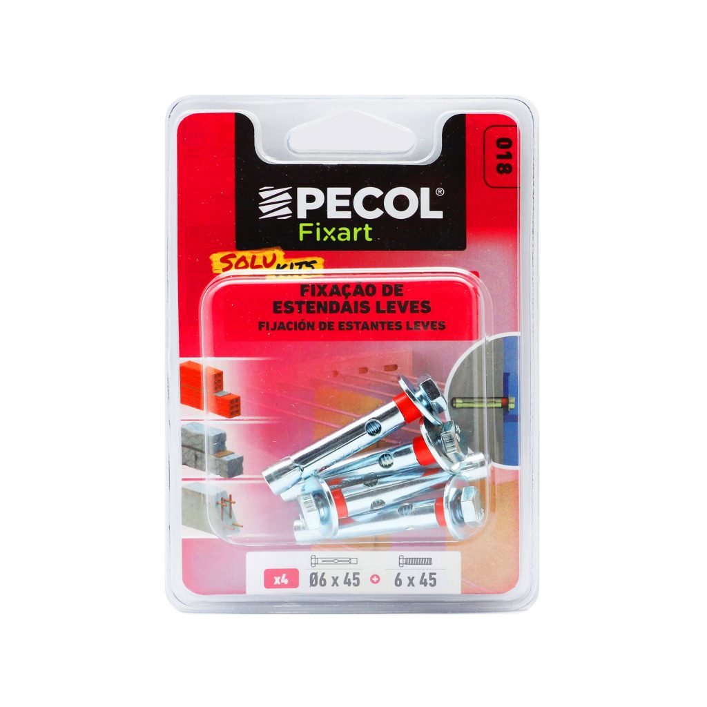 PECOL - Kit Bucha Metálica Expansiva com Anilha + Parafuso PCL764 6X45