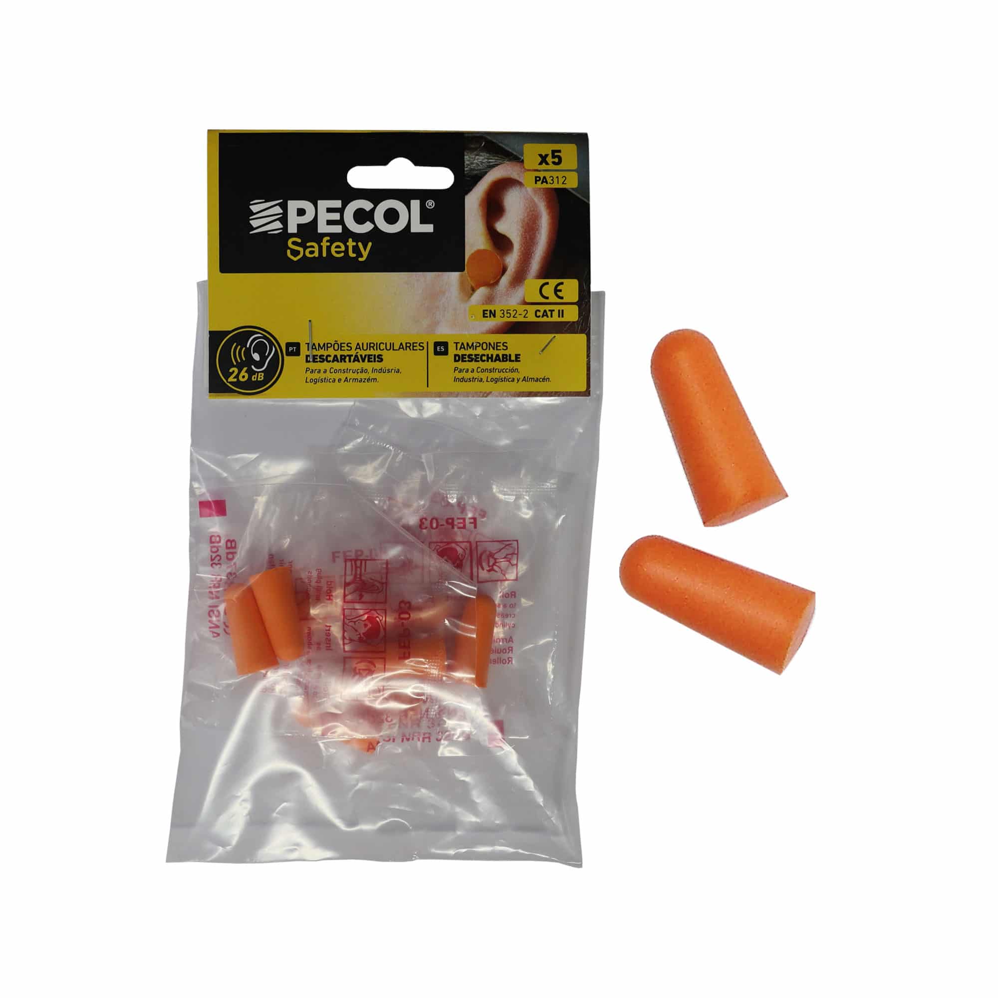 PECOL - Tampões Auriculares Descartáveis 5 Pares