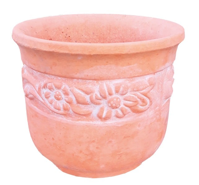 ARTICIMENTOS - Vaso Barro Redondo Floresd35X28