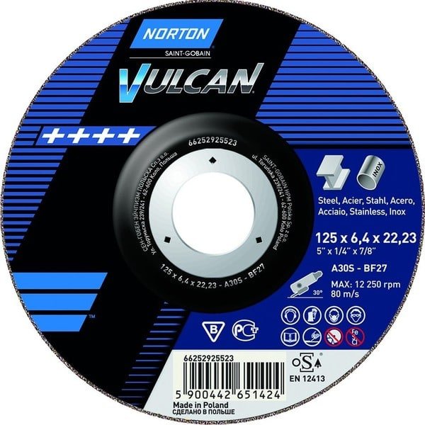 NORTON VULCAN - Disco Corte Plano Inox 125X1.0