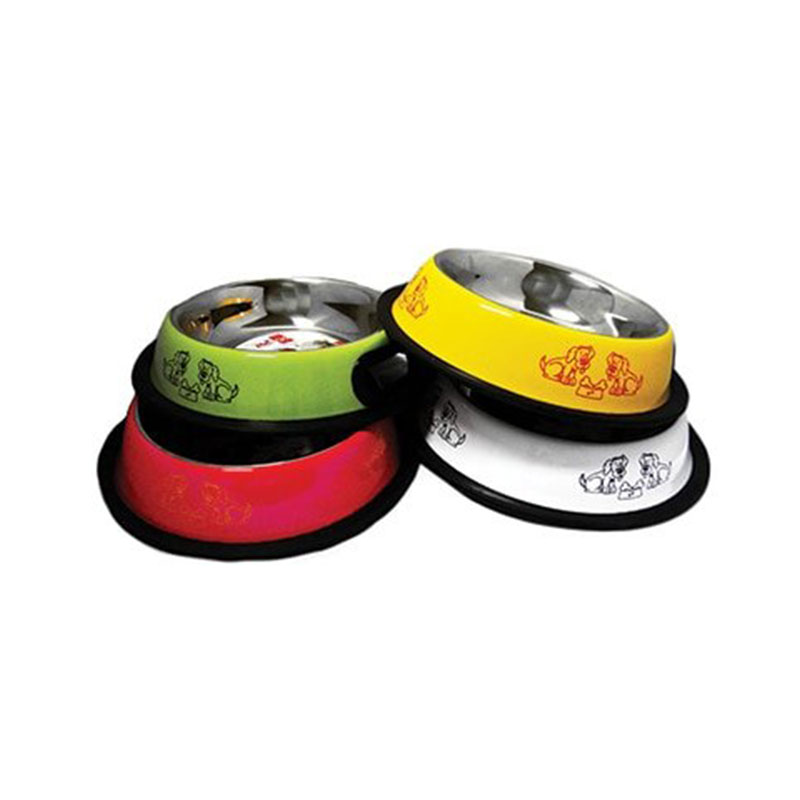 Comedouro INOX Antiderrapante Colorido 900ml