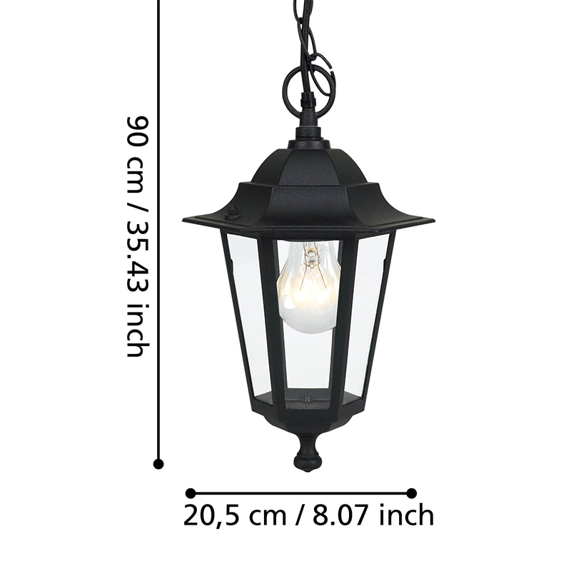 EGLO - Candeeiro Suspensão Laterna 4 Preto