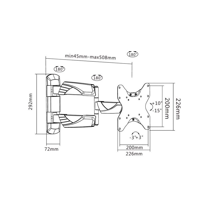 VELLEMAN - Suporte Parede TV 2 Braços 23-42"