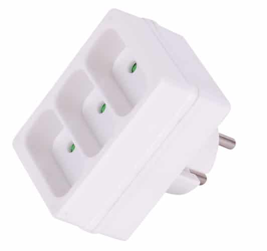 ELECTRALINE - Ficha Adaptadora 3 Tomadas Bip. 6A Branca