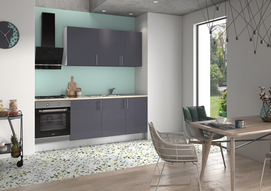 Cozinha Europa Cinza 2,20M - 5 Elementos