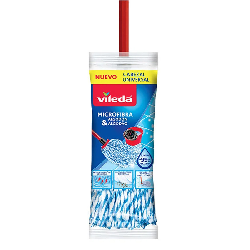 VILEDA - Esfregona Microfibra e Algodão com Cabo