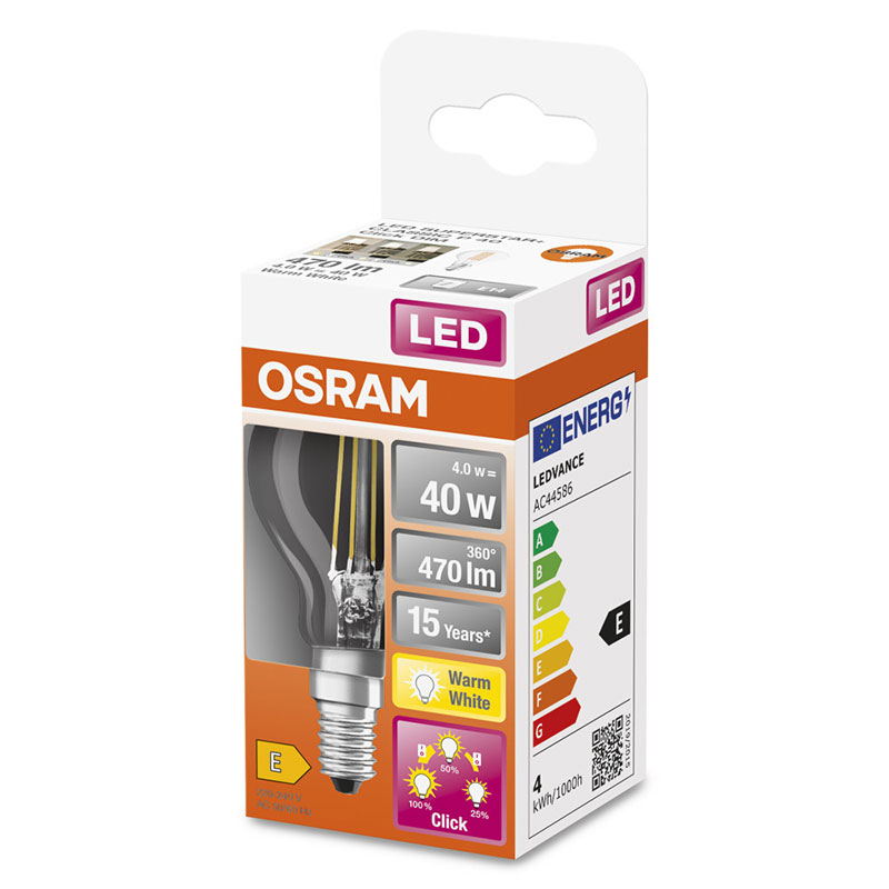 OSRAM - Lâmpada Led Esf 4W 827 E14 470L F