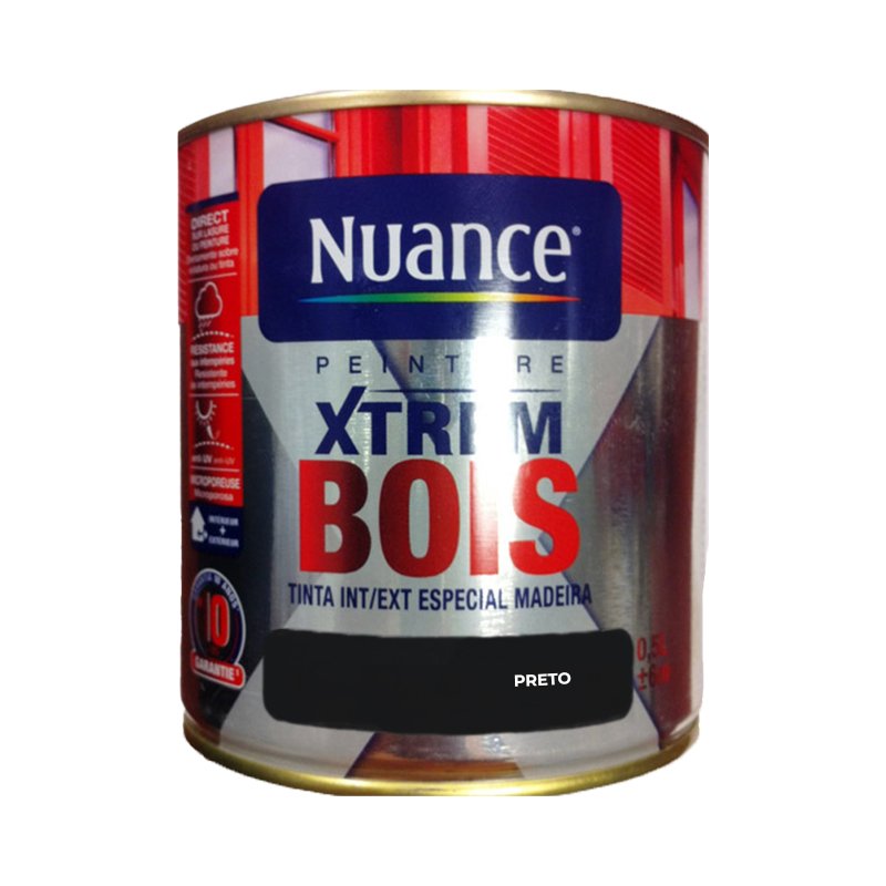 NUANCE - Tinta Madeira Preto Acetinada 0.5L