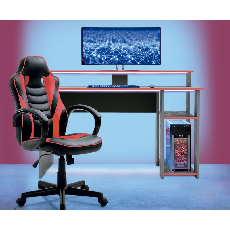 Secretária Gamer Vermelho Antracite