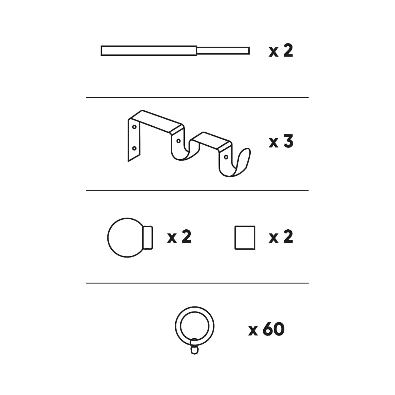 Cintacor - Kit Duplo Metal 19MM "Esfera-Tapón" 160-300cm