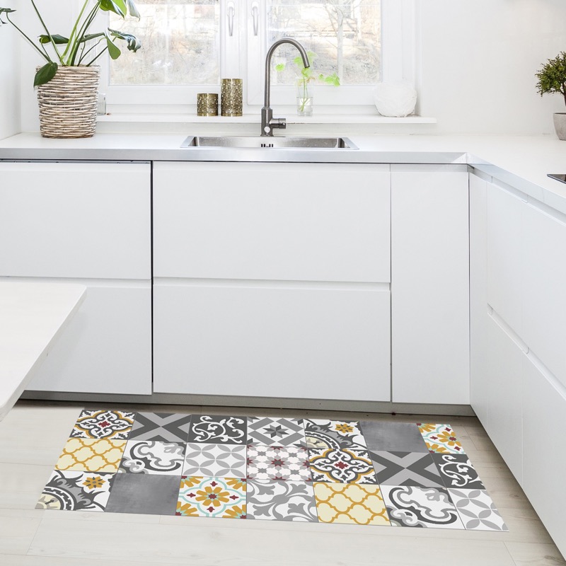 Stor Planet - Tapete Vinílico Estampado "CROMA" Patch Cinza-Ambar 50X110
