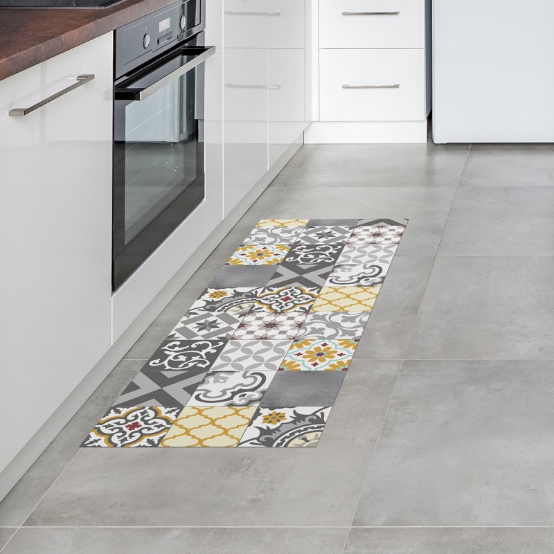 Stor Planet - Tapete Vinílico Estampado "CROMA" Patch Cinza-Ambar 50X140