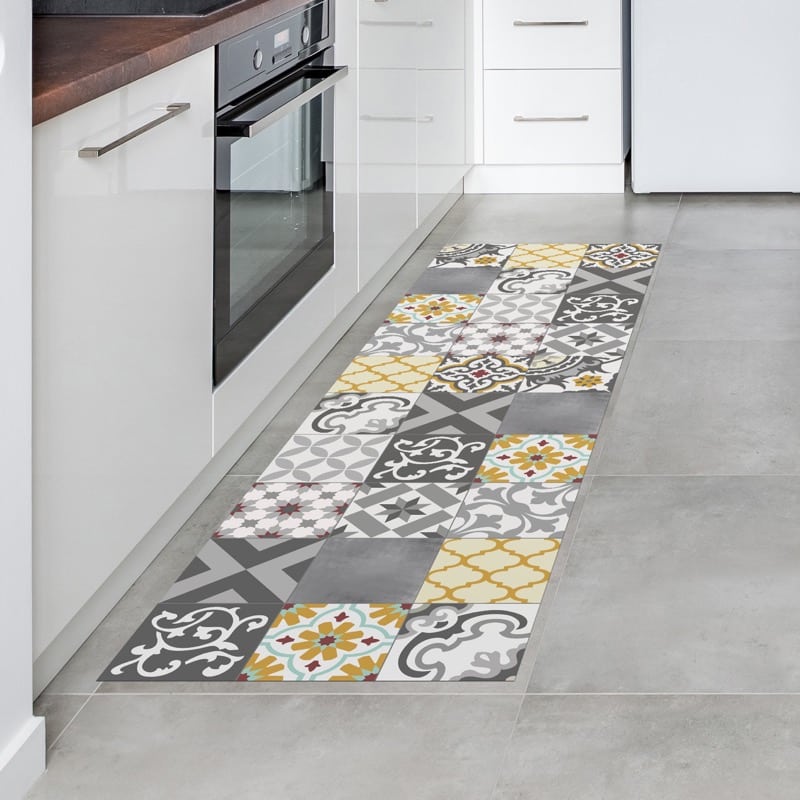 Stor Planet - Tapete Vinílico Estampado "CROMA" Patch Cinza-Ambar 60X200