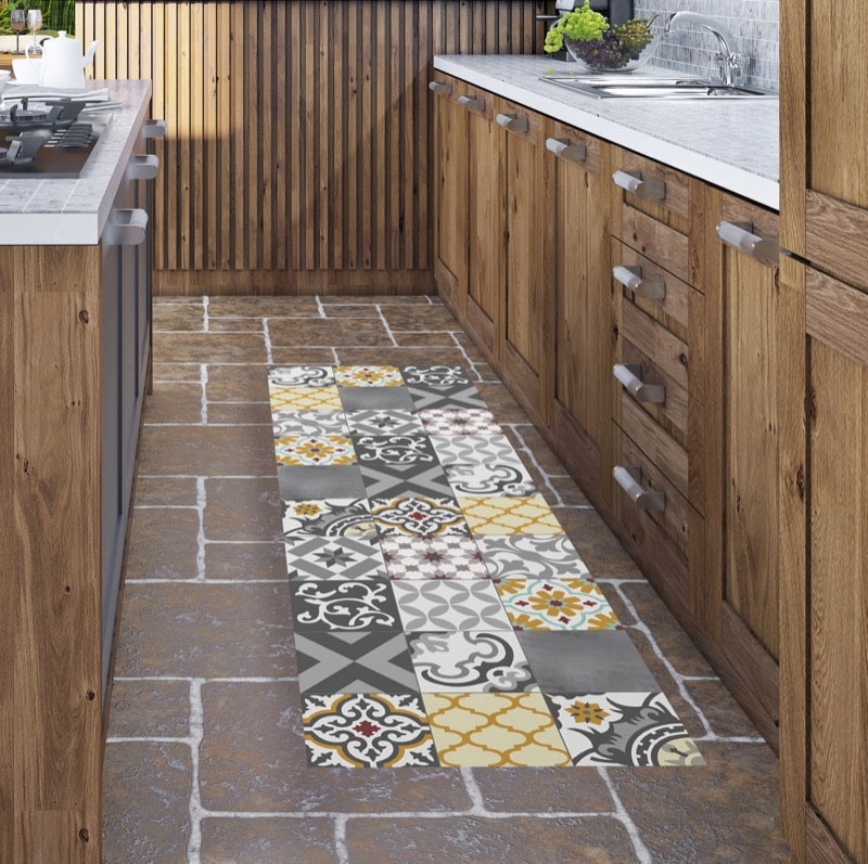 Stor Planet - Tapete Vinílico Estampado "CROMA" Patch Cinza-Ambar 60X200