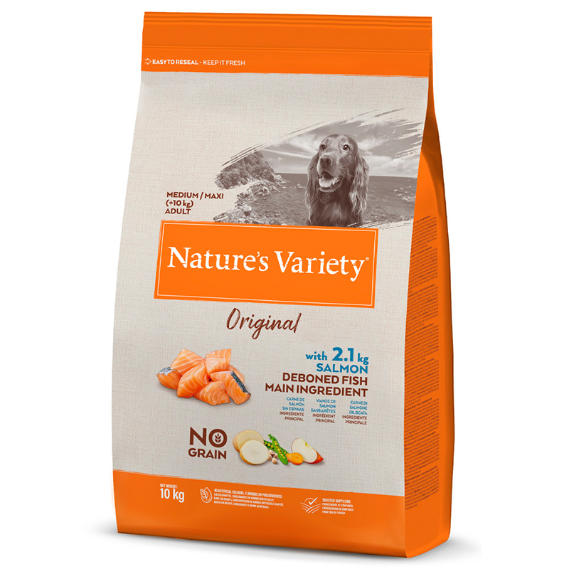 NATURE'S VARIETY - ALIMENTO CÃO MÉDIO ADULTO SALMÃO 10KG