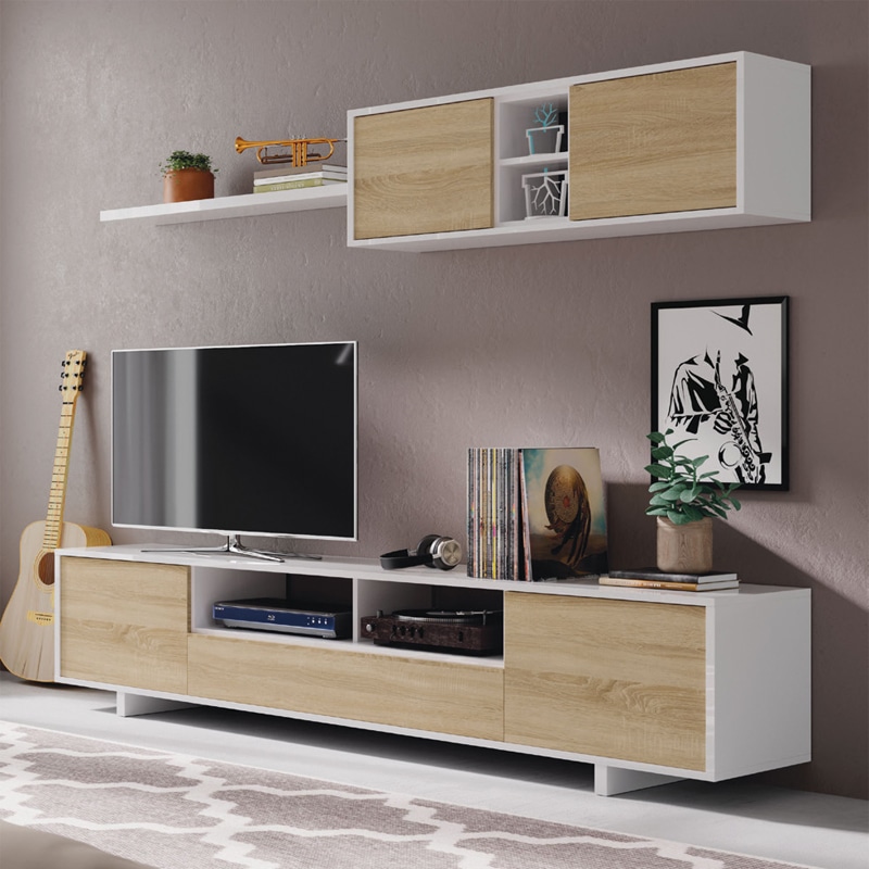 Sala Belus Carvalho/Branco Brilhante 200X41X46