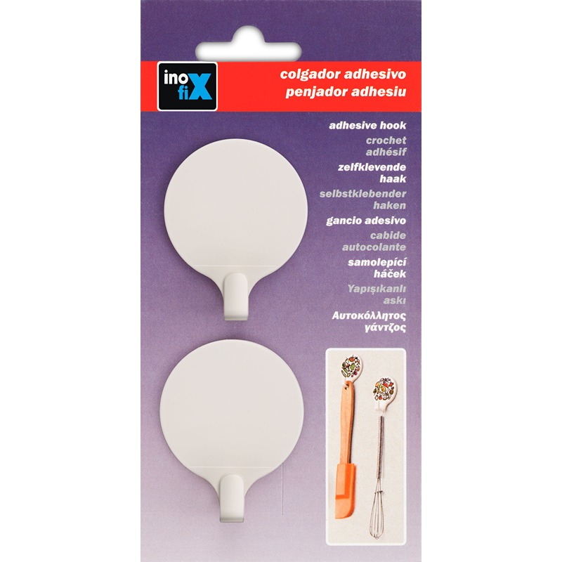 Inofix - Cabide Adesivo Branco Circular 2UN