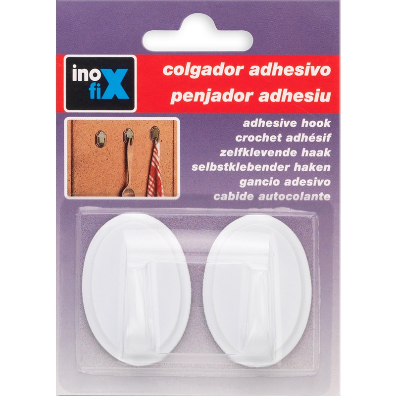 Inofix - Cabide Adesivo Branco Oval 2UN