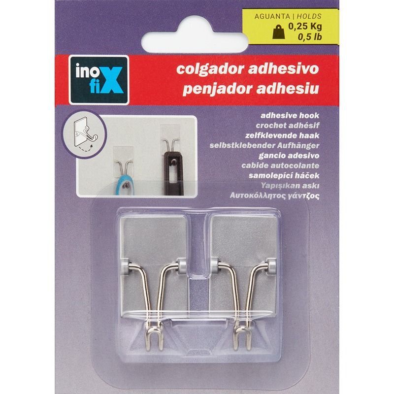 Inofix - Ganchos Móvel Adesivo Cromado Mate 2UN