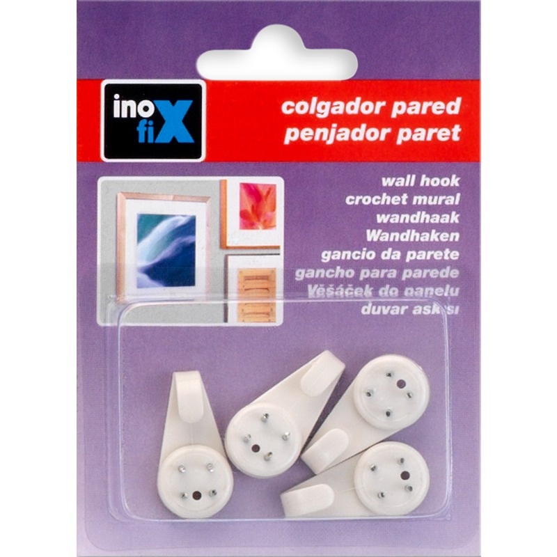 Inofix - Suporte de Parede Gancho Branco  4UN