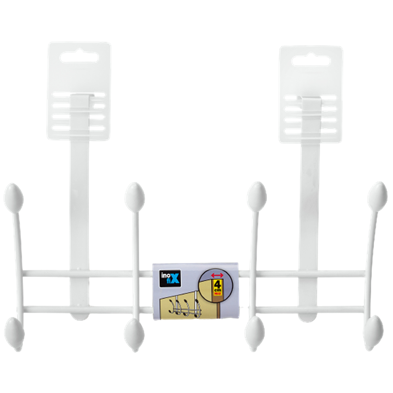 Inofix - Cabide Porta 4 Ganchos Duplos Branco 1UN