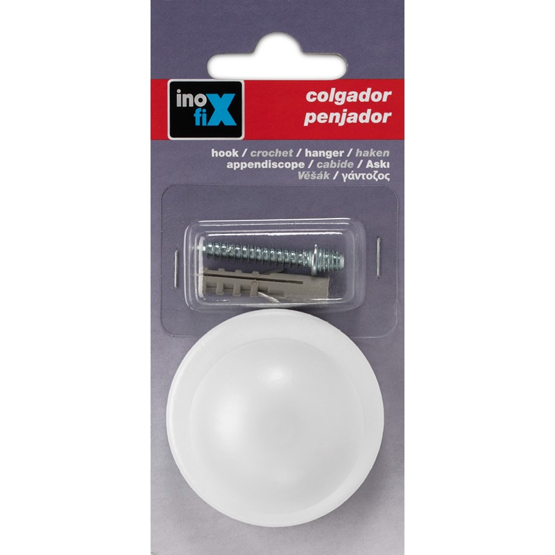 Inofix - Cabide Madeira Pinho 1 Gancho Branco 1UN