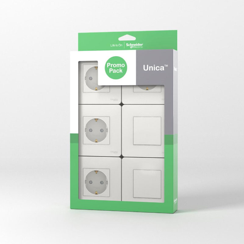 SCHNEIDER - Pack 3 Tomadas + 3 Comutadores Branco