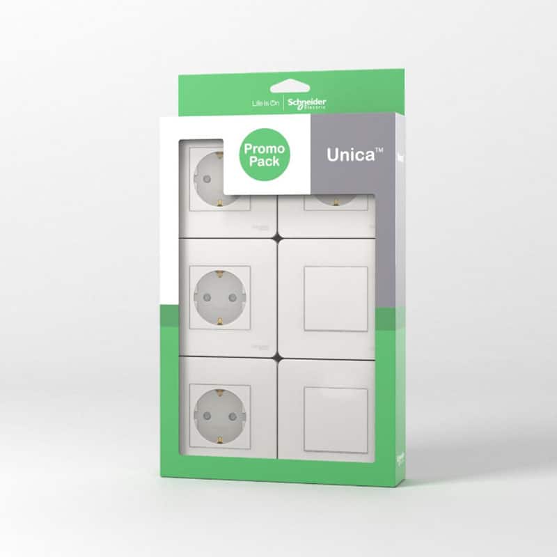 SCHNEIDER - Pack 3 Tomadas + 3 Comutadores Branco