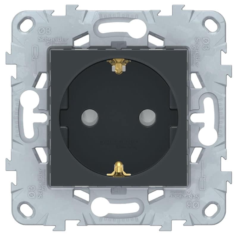 SCHNEIDER - Tomada 2P+T Obturador Antracite