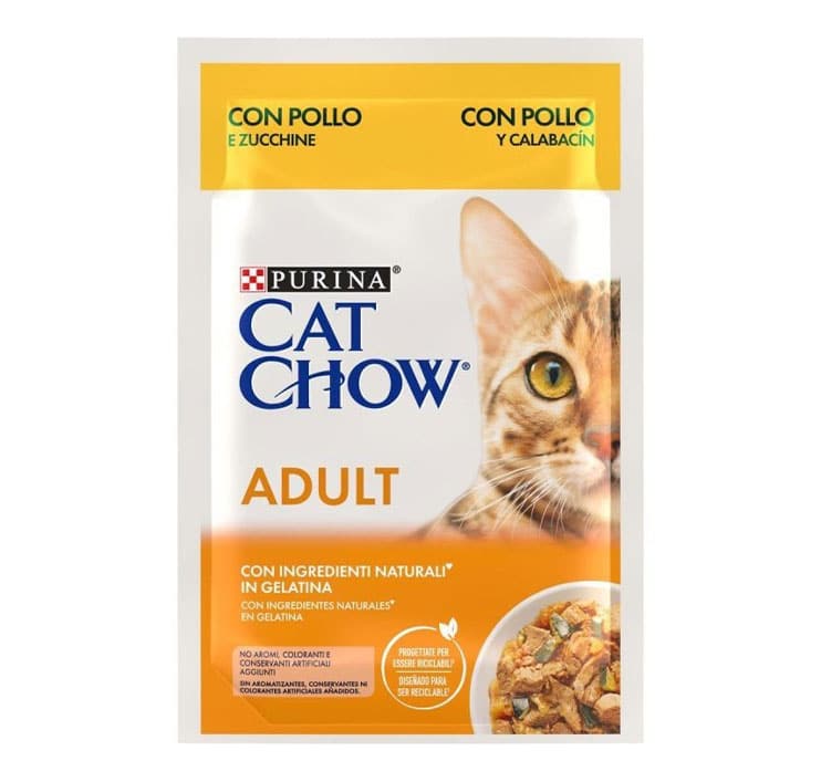 CAT CHOW - Alimento Húmido para Gato Adulto Frango/Courgete 85G