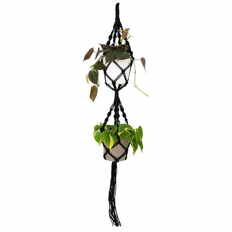 ARTEVASI - Macramé Duplo Nó Espiral Preto 120CM
