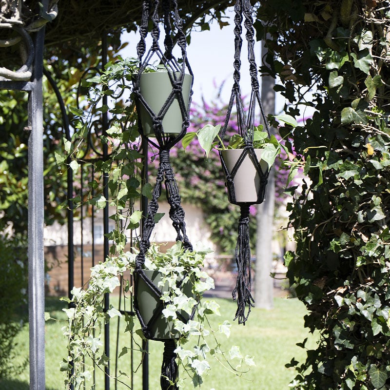 ARTEVASI - Macramé Duplo Nó Espiral Preto 120CM