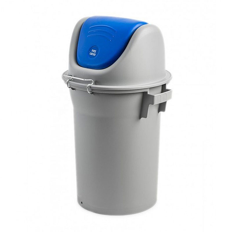 FAPLANA - Balde com Tampa Basculante Cinza/Azul 52L