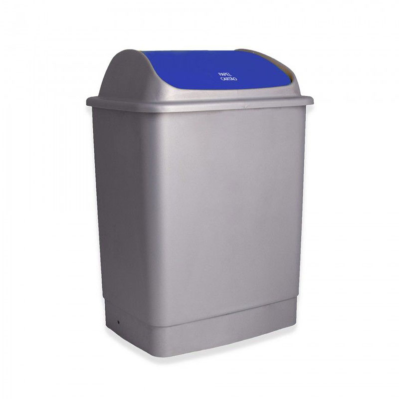 FAPLANA - Balde Cinza com Tampa Basculante Azul 26L