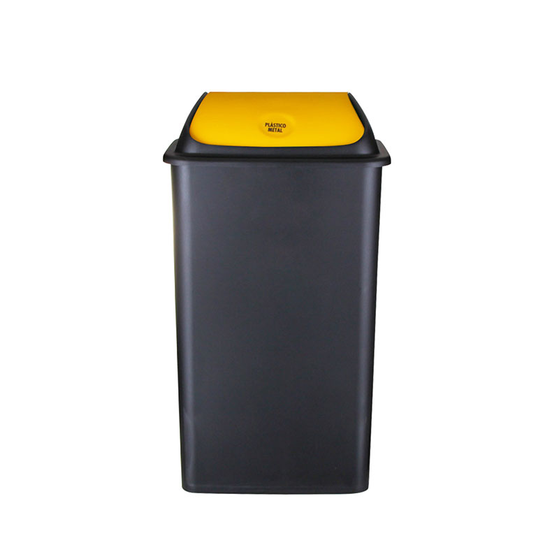 FAPLANA - Balde com Tampa Basculante Preto/Amarelo 42L